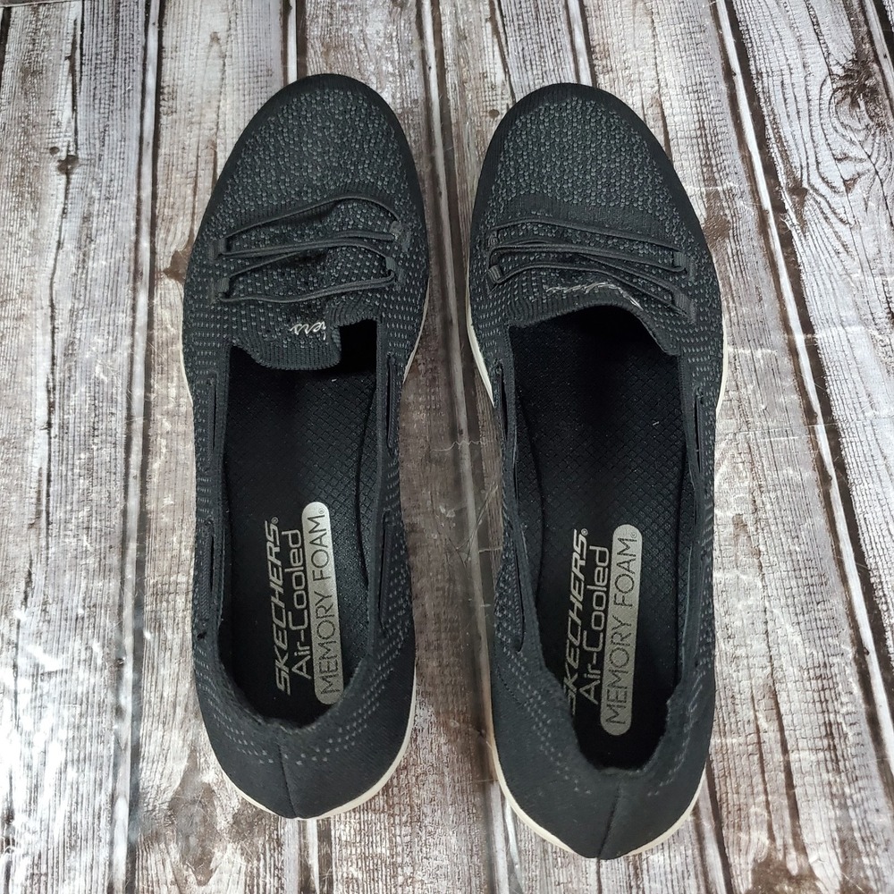 Skechers Womens Newbury St Easily Adored Slip On Shoes Black Memory Foam Size 11 - Picture 6 of 8